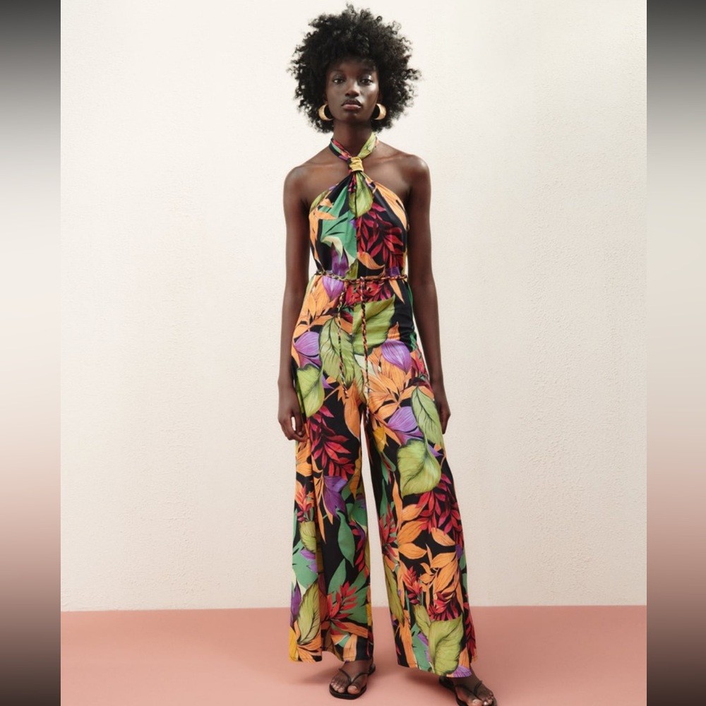 Zara Long Print Jumpsuit NWT Size L